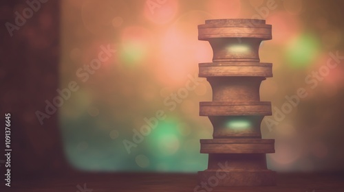 Stacked Stone Cylinders Glowing Softly In Ambient Light