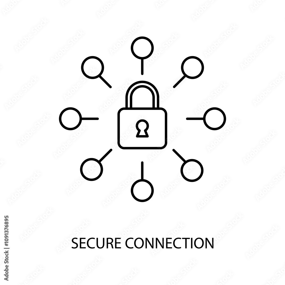 secure connection concept line icon. Simple element illustration. secure connection concept outline symbol design. secure connection concept line icon. Simple element illustration. secure connection concept outline symbol design.