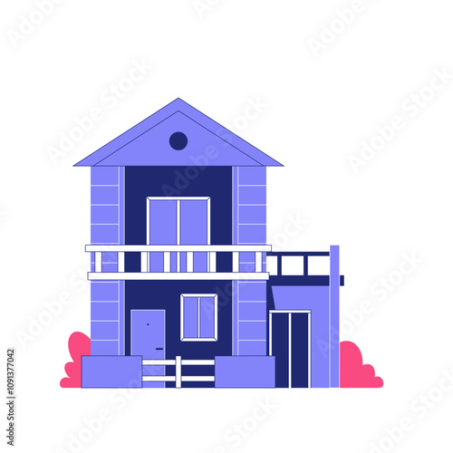 Modern House In Flat Vector Illustration Symbolizing Residential Architecture, Urban Living, And Family Home Design, Isolated On White Background