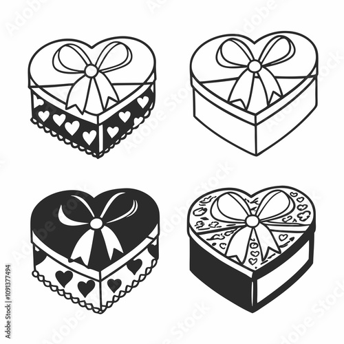 Charming Valentine's Day Gift Box Icons photo