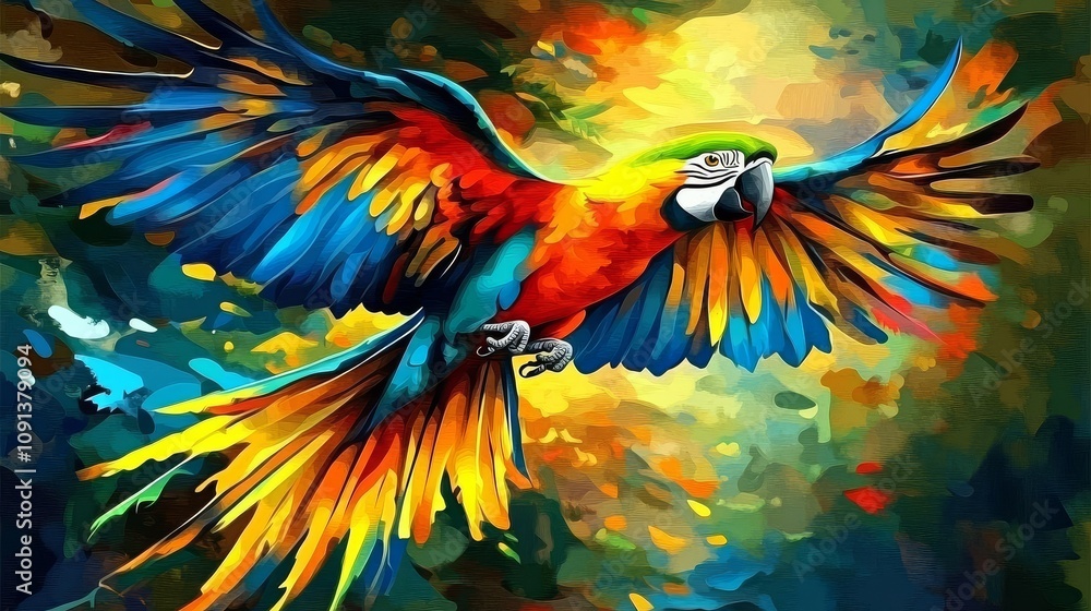 Obraz premium Charming wall art concept featuring a colorful macaw.