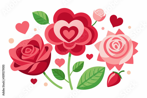 Valentine's Day Cards with Red Rose Backgrounds photo