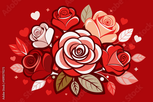 Valentine's Day Cards with Red Rose Backgrounds photo