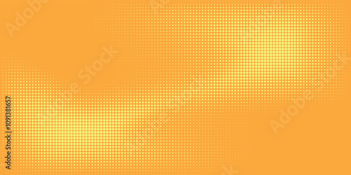 Yellow halftone pattern. Retro comic gradient background. Bright orange pixelated dotted texture overlay. Cartoon pop art faded gradient pattern.