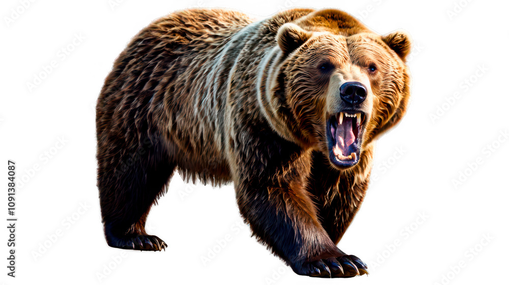 Fototapeta premium Growling bear on transparent background 