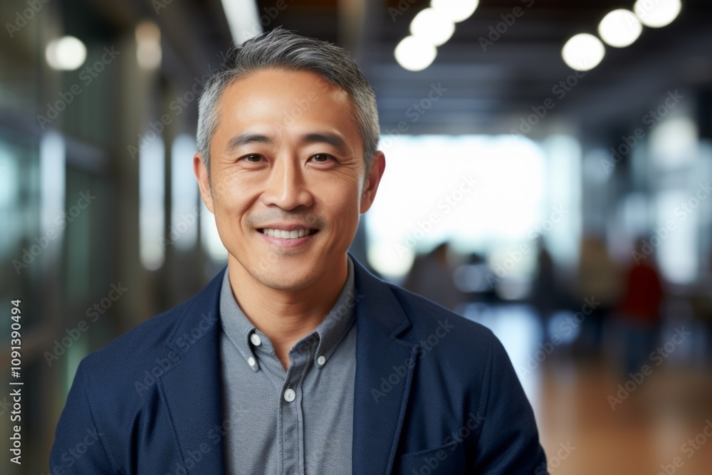 Obraz premium Portrait of a middle aged Asian businessman in office