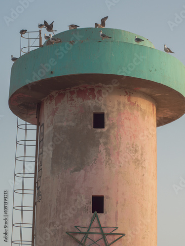 Imsouane Port Tower Surrounded by Seagulls photo