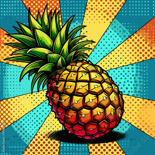 Vibrant pop art style vector of a pineapple