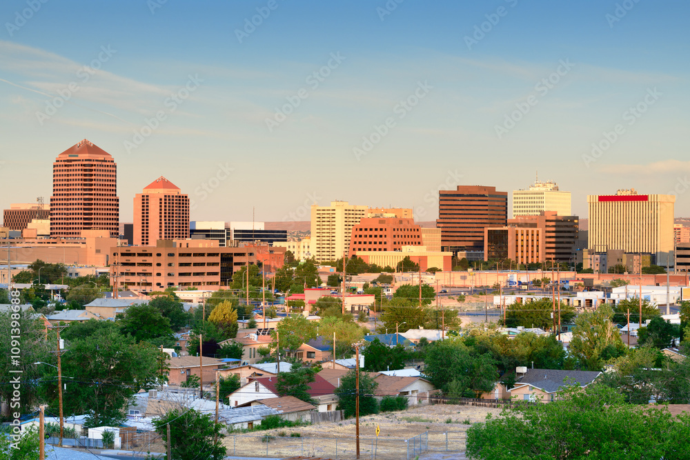 Albuquerque, New Mexico, USA Downtown City Skyline