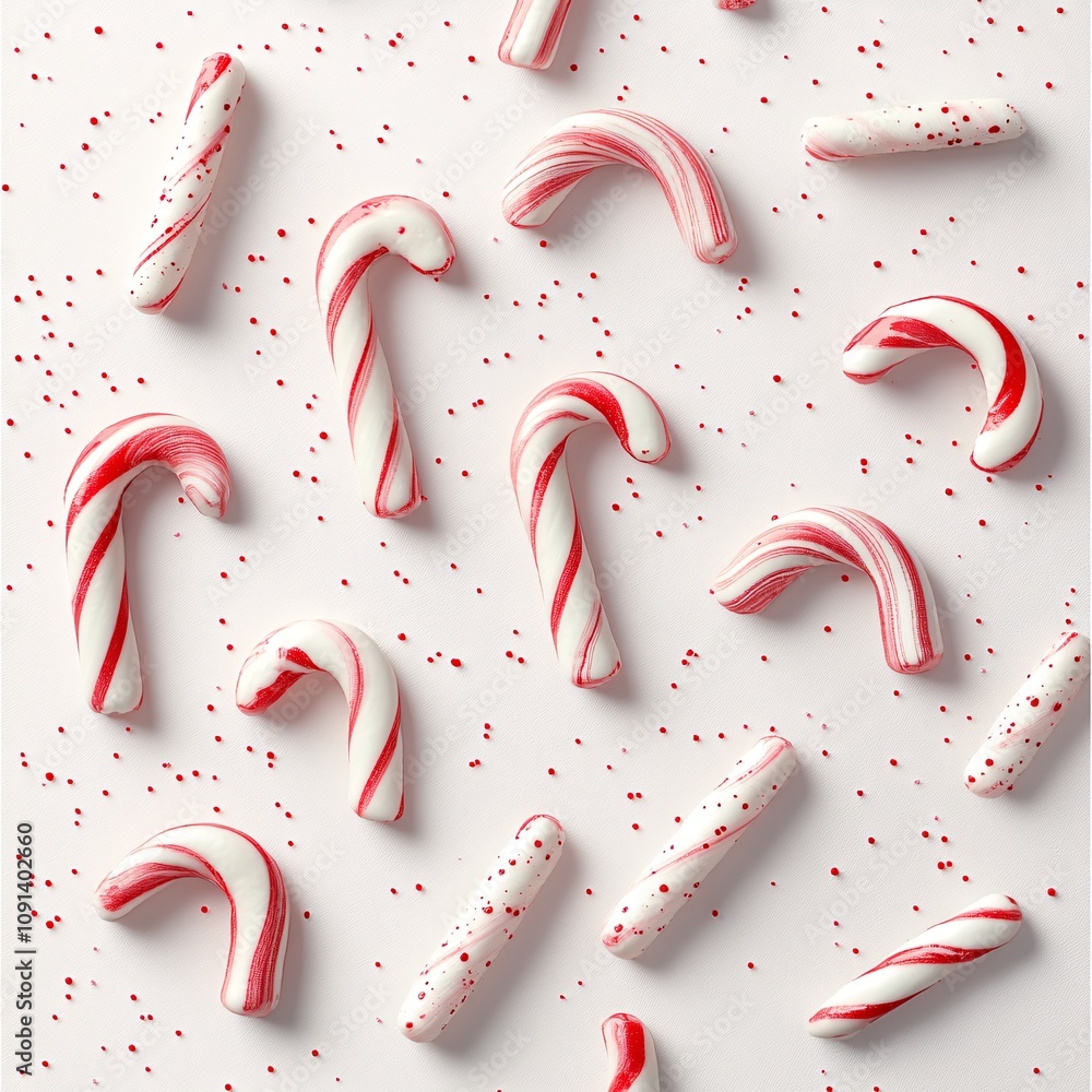 A Collection of Red and White Striped Candy Canes on Display A Collection of Red and White Striped Candy Canes on Display