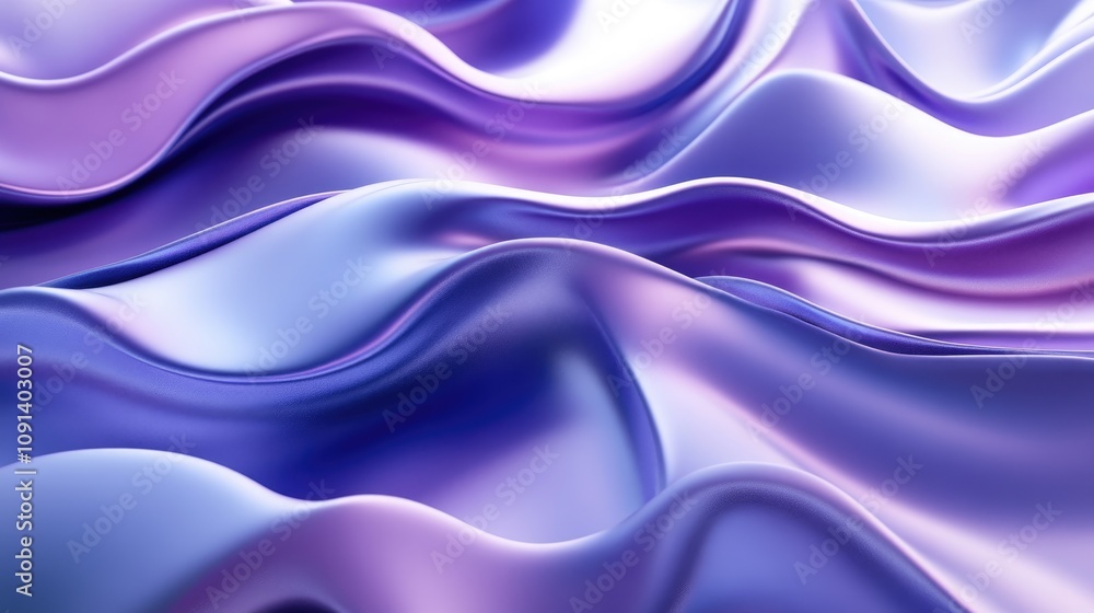 Obraz premium 3D rendering of a flowing abstract geometric background in vibrant shades of purple and blue, ideal for advertising in technology, fashion, gaming, and product displays.