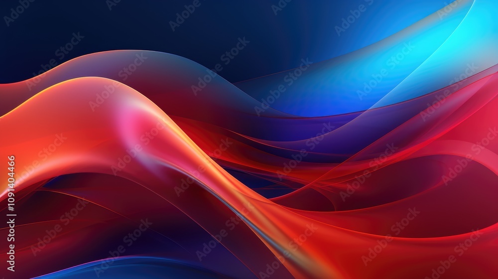 Obraz premium Contemporary abstract wave pattern with smooth fluid lines and seamless gradient colors, ideal for sleek digital backgrounds and modern graphic design.