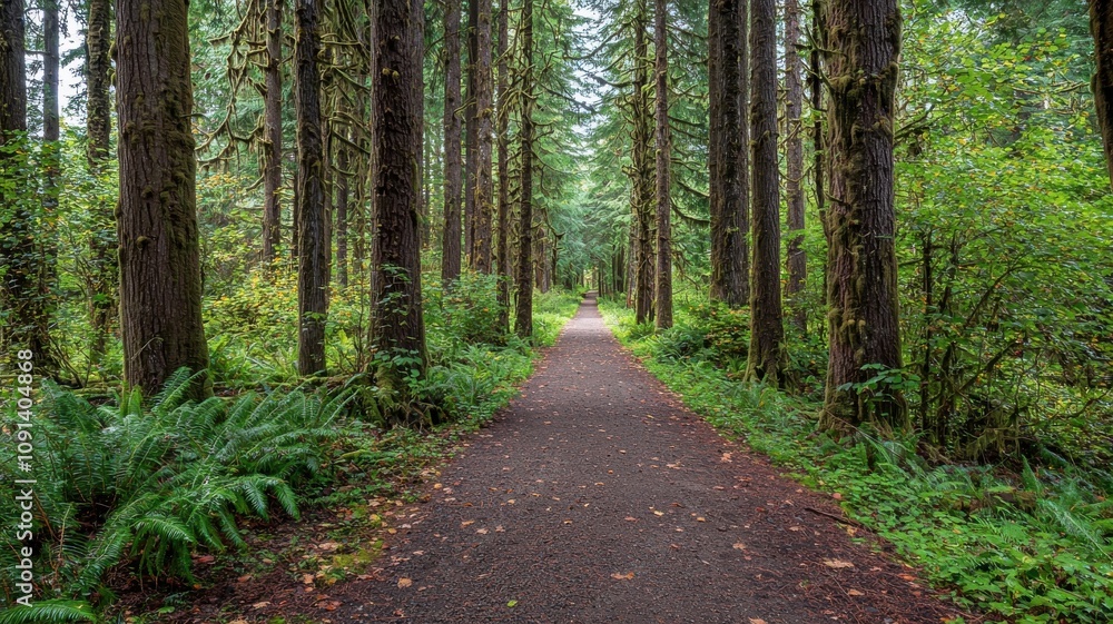 Fototapeta premium Forest Trail with Green Canopy