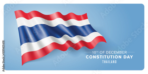 Thailand constitution day vector banner, greeting card