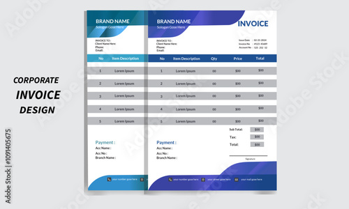 Creative simple minimal  unique invoice design template, clean invoice template, money bill, price invoice and payment agreement  template design. 