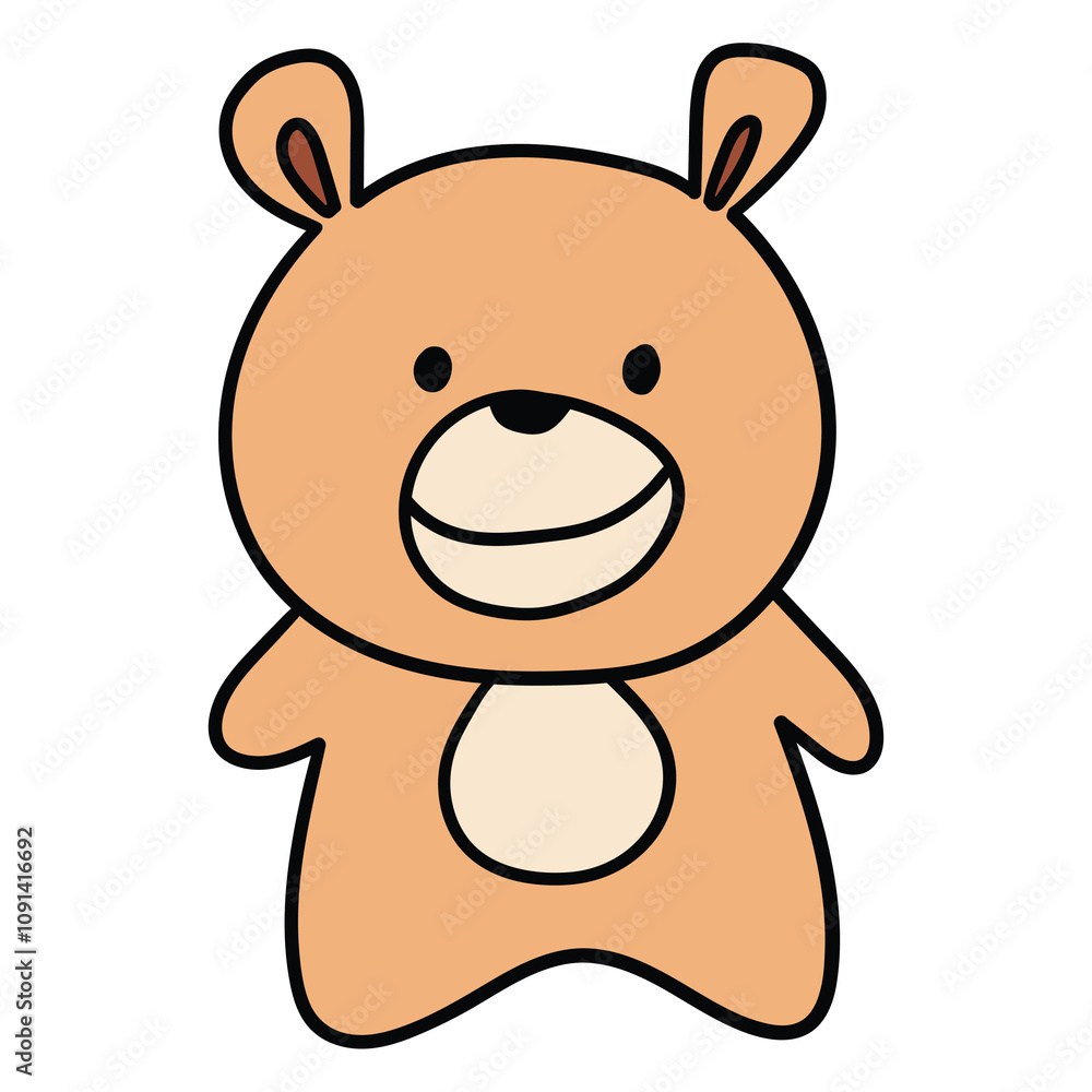 Fototapeta premium Hand drawn cartoon cute teddy bear on white background.