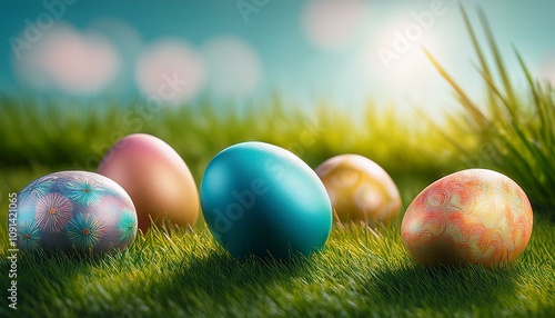 easter eggs on the grass