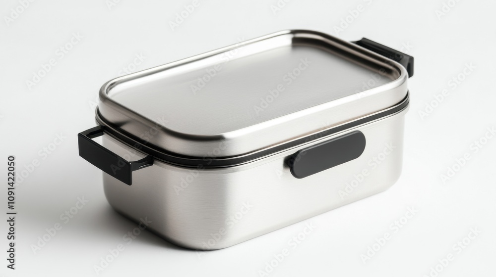 Eco-Friendly Stainless Steel Bento Box for Sustainable Meal Storage Isolated on White Background Eco-Friendly Stainless Steel Bento Box for Sustainable Meal Storage Isolated on White Background