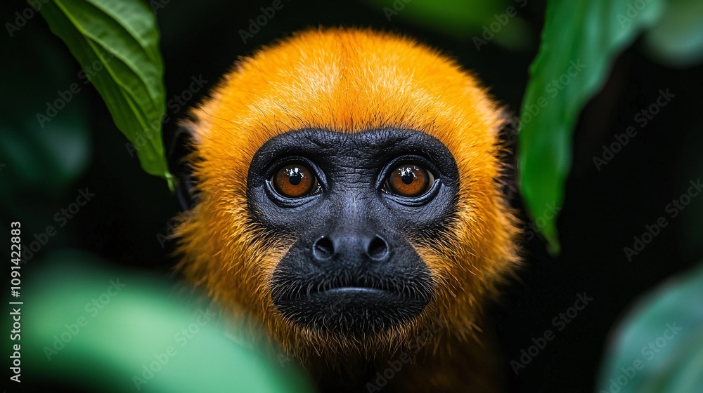 Fototapeta premium Agile Howler Monkey Swinging Through Lush Canopy - Dynamic Wildlife Action Shot