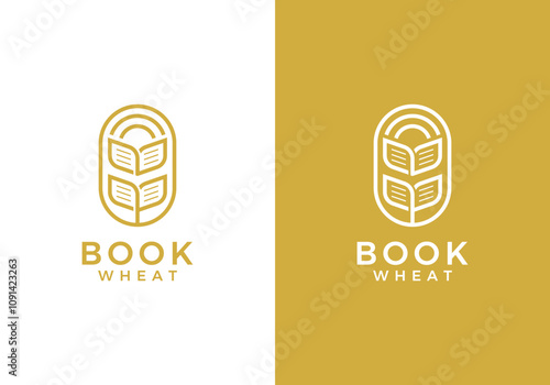 book with wheat logo. creative agriculture education symbol vector design