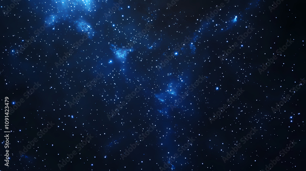 Obraz premium The pleiades star cluster twinkling brightly in the night sky, with its blue stars visible even without a telescope. Twinkling Star Clusters. Illustration