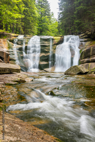 Waterfall Mumlava near Harachov, Giant Mountains (Krkonose), Eastern Bohemia, Czech Republic photo