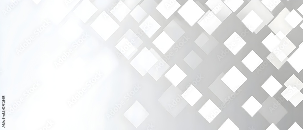 Obraz premium Abstract Geometric Pattern: A minimalist design featuring an arrangement of white squares on a gradient background, creating a subtle and elegant visual. Ideal for modern presentations.