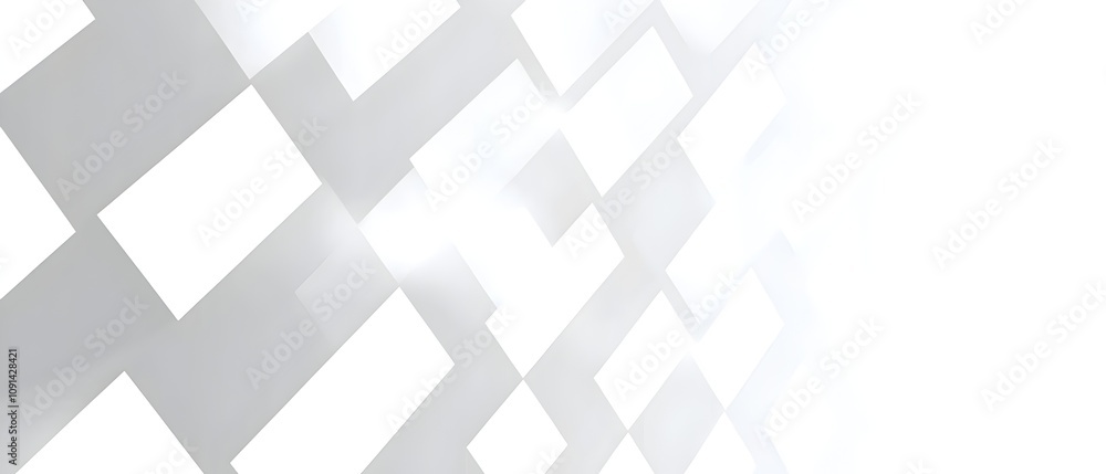 Fototapeta premium Abstract Geometric Pattern: A minimalist design featuring an arrangement of white squares on a gradient background, creating a subtle and elegant visual. Ideal for modern presentations.