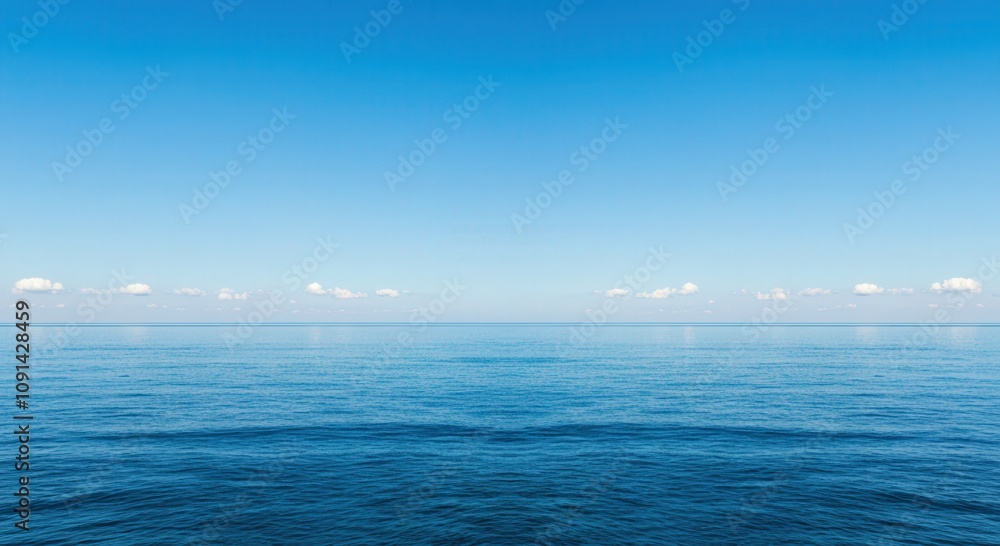 Obraz premium Tranquil ocean and vast blue sky horizon for relaxation and meditation landscape