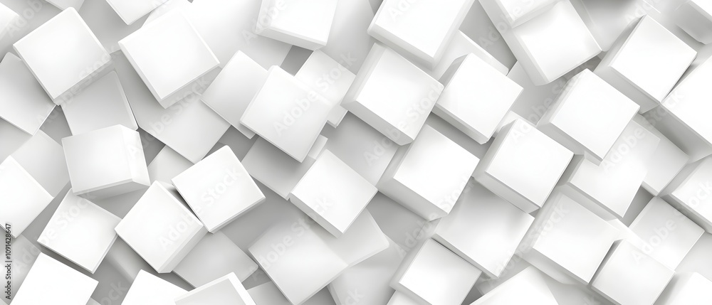 Obraz premium Abstract Geometric Shapes: A contemporary, minimalist design featuring various geometric shapes rendered in white, creating a dynamic and visually engaging composition. 