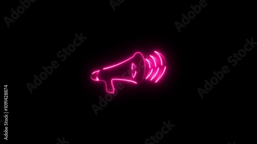 speeker icon animation, maike icon neon animation on black background photo