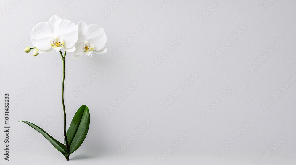 Obraz premium Delicate Orchid: Macro Close-up of Intricate Patterns and Textures on White Surface