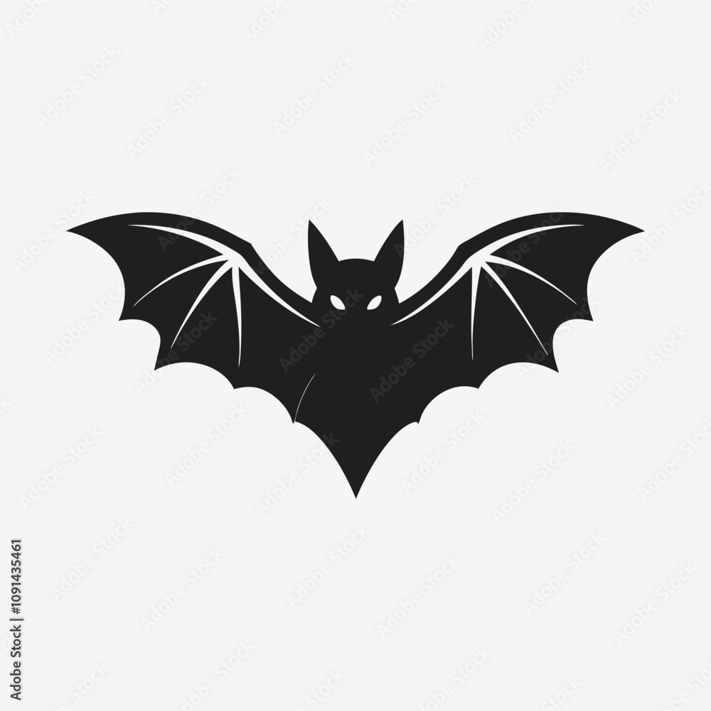 Fototapeta premium Bat Silhouette Vector Illustration on White Background in High Detail and Precision
