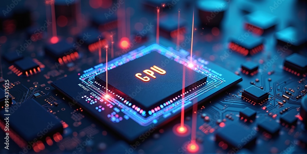 Fototapeta premium High-performance gpu processor mounted on advanced technological motherboard circuitry