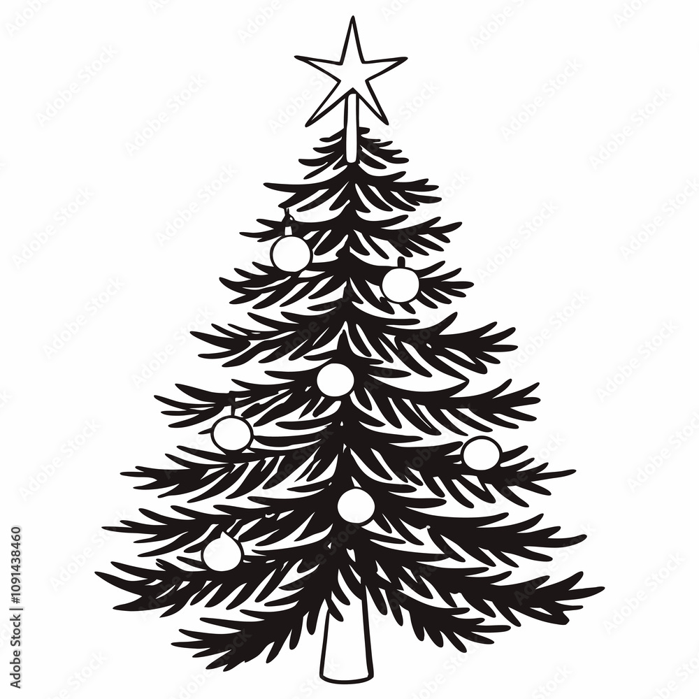 Obraz premium christmas tree black and white color
