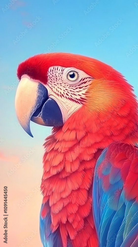 Obraz premium A vibrant parrot with colorful feathers against a soft background.