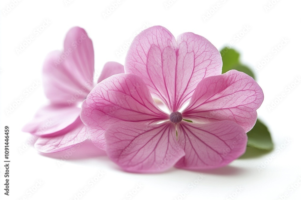 Obraz premium A single pink flower on a white surface in high detail