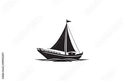 boat silhouette vector outline art illustration logo design