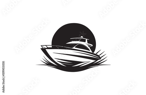 boat silhouette vector outline art illustration logo design