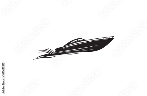 boat silhouette vector outline art illustration logo design