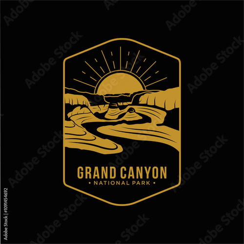 Line art Grand Canyon National Park patch logo illustration