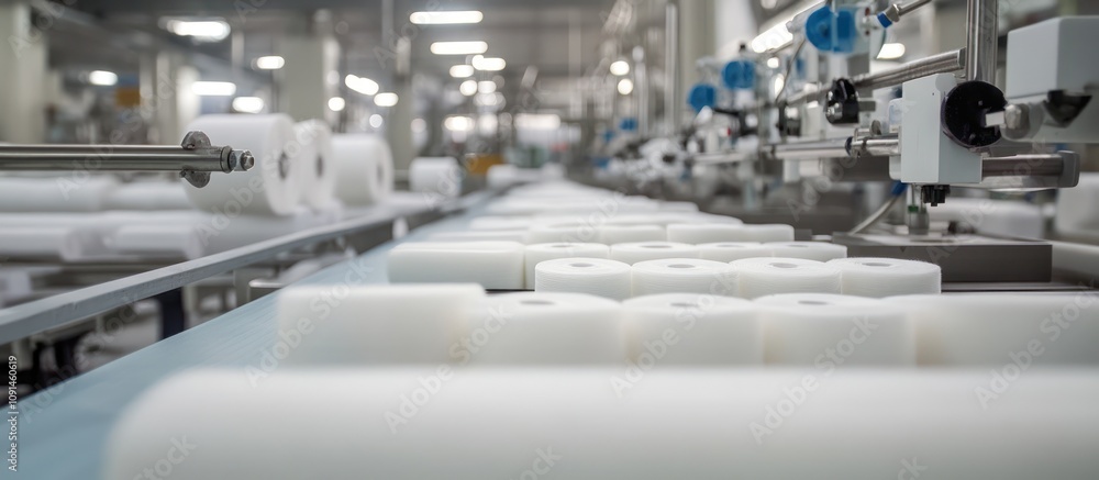 Obraz premium Manufacturing Process: A Glimpse into the Production of Hygiene Products