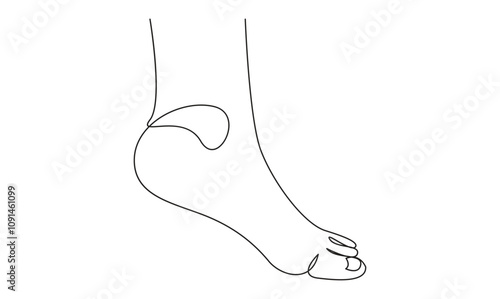 Human foot one continuous line drawing concept of medical. Baby feet minimalist premium vector design