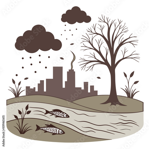 car pollution vector illustration with human