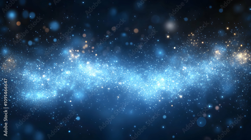 Fototapeta premium Abstract Blue and Gold Glittering Background with Bokeh Lights