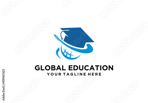 world education logo design vector graphic icon.global education logo,university college and graduation learning