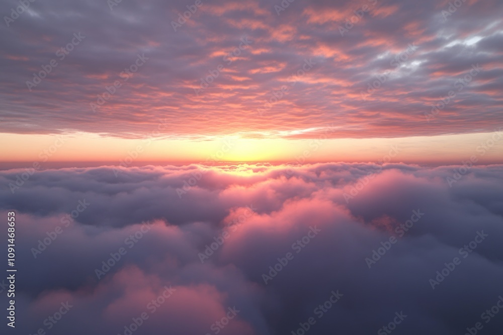 Obraz premium A stunning image of a sunset over fluffy white clouds in the sky