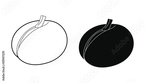 cantaloupe outline minimalist drawing icon isolated on white background.