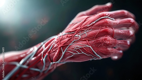 Close-Up of Artistic Muscle Fibers in Human Arm