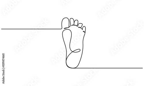 Human foot one continuous line drawing concept of medical. Baby feet minimalist premium vector design